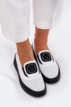 Damskie Buty damskie Vinceza Mokasyny Damskie Skórzane Na Platformie I Koturnie Vinceza 79522 Białe