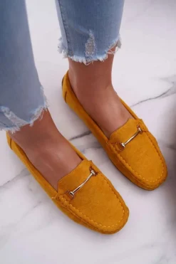 New Boto Mokasyny Damskie Żółte Zamszowe Sonnero
