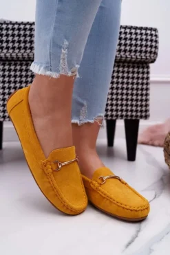 New Boto Mokasyny Damskie Żółte Zamszowe Sonnero