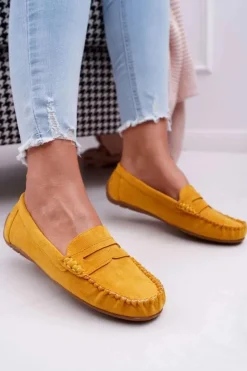 Best Boto Mokasyny Damskie Żółte Zamszowe Bolero