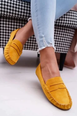 Best Boto Mokasyny Damskie Żółte Zamszowe Bolero