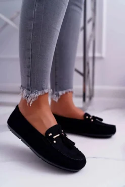 Damskie Damskie buty S.Barski Mokasyny Damskie Wygodne Czarne Sellar