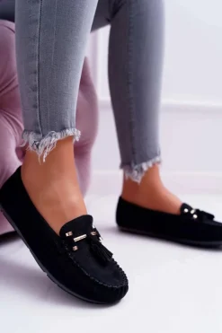 Damskie Damskie buty S.Barski Mokasyny Damskie Wygodne Czarne Sellar