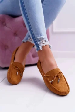 Best Boto Mokasyny Damskie Wygodne Eko-zamsz Camel Memfi
