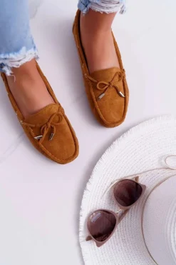 Best Boto Mokasyny Damskie Wygodne Eko-zamsz Camel Memfi