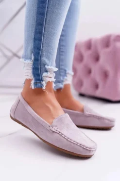Boto Mokasyny Damskie Zamszowe*Mokasyny Damskie Wygodne Eko-zamsz Lila Róż Lemma