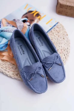 Damskie Boto Mokasyny Damskie Wygodne Eko-zamsz Niebieskie Memfi