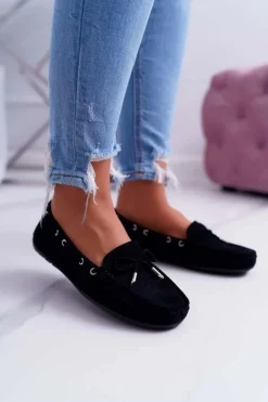 Boto Mokasyny Damskie Zamszowe*Mokasyny Damskie Wygodne Eko-zamsz Czarne Memfi