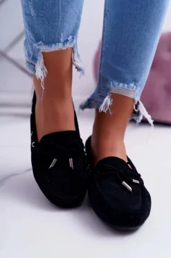 Boto Mokasyny Damskie Zamszowe*Mokasyny Damskie Wygodne Eko-zamsz Czarne Memfi