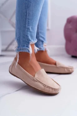 Damskie Boto Mokasyny Damskie Wygodne Eko-zamsz Beżowe Lemma