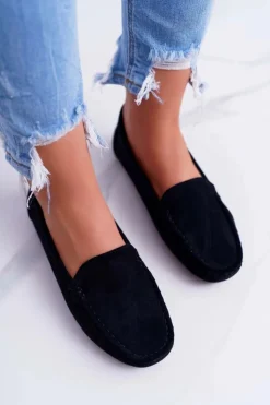 Hot Boto Mokasyny Damskie Wygodne Eko-zamsz Czarne Lemma