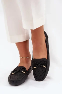 Boto Loafersy Damskie|Mokasyny Damskie Skórzane*Mokasyny Damskie Z Ażurowym Wzorem I Wiązaniem Czarne Mirisa Czarny