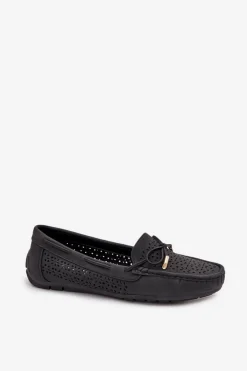 Boto Loafersy Damskie|Mokasyny Damskie Skórzane*Mokasyny Damskie Z Ażurowym Wzorem I Wiązaniem Czarne Mirisa Czarny