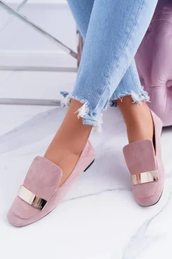 Boto Mokasyny Damskie Zamszowe*Mokasyny Damskie Z Blaszką Złote Lordsy Lu Boo Harlem