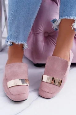 Boto Mokasyny Damskie Zamszowe*Mokasyny Damskie Z Blaszką Złote Lordsy Lu Boo Harlem