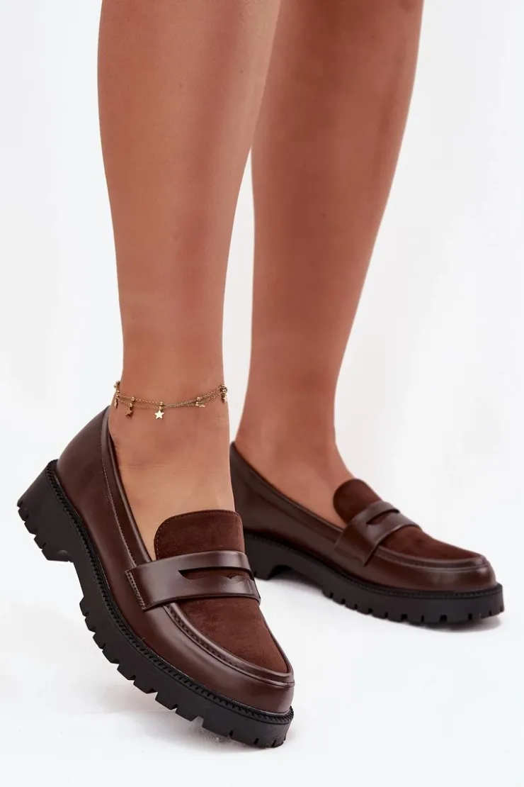 Hot Evento Mokasyny Damskie Z Eko Skóry Czekoladowe Cailen Brązowy