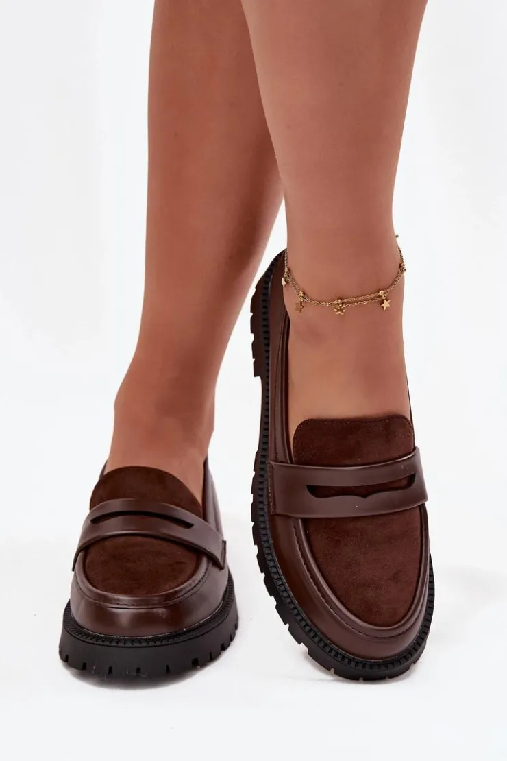 Hot Evento Mokasyny Damskie Z Eko Skóry Czekoladowe Cailen Brązowy