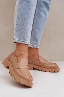 Boto Loafersy Damskie|Mokasyny Płaskie*Mokasyny Damskie Z Eko Skóry Beżowe Sendall