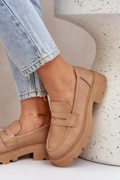 Boto Loafersy Damskie|Mokasyny Płaskie*Mokasyny Damskie Z Eko Skóry Beżowe Sendall