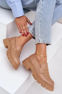 Boto Loafersy Damskie|Mokasyny Płaskie*Mokasyny Damskie Z Eko Skóry Beżowe Sendall