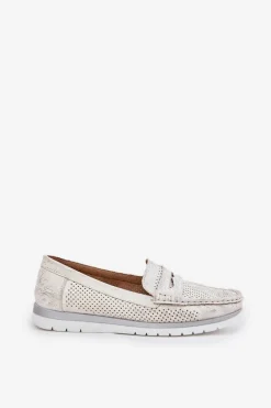 Damskie Evento Mokasyny Damskie Z Eko Skóry Srebrne Bralithia