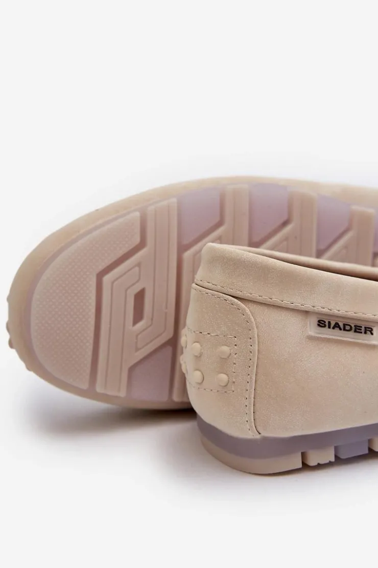 Damskie Boto Mokasyny Damskie Z Eko Skóry Jasnobeżowe Celoria