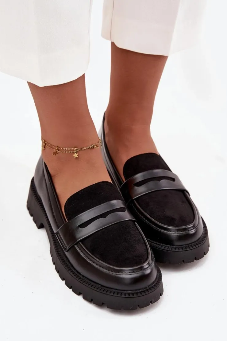 Damskie Evento Mokasyny Damskie Z Eko Skóry Czarne Cailen