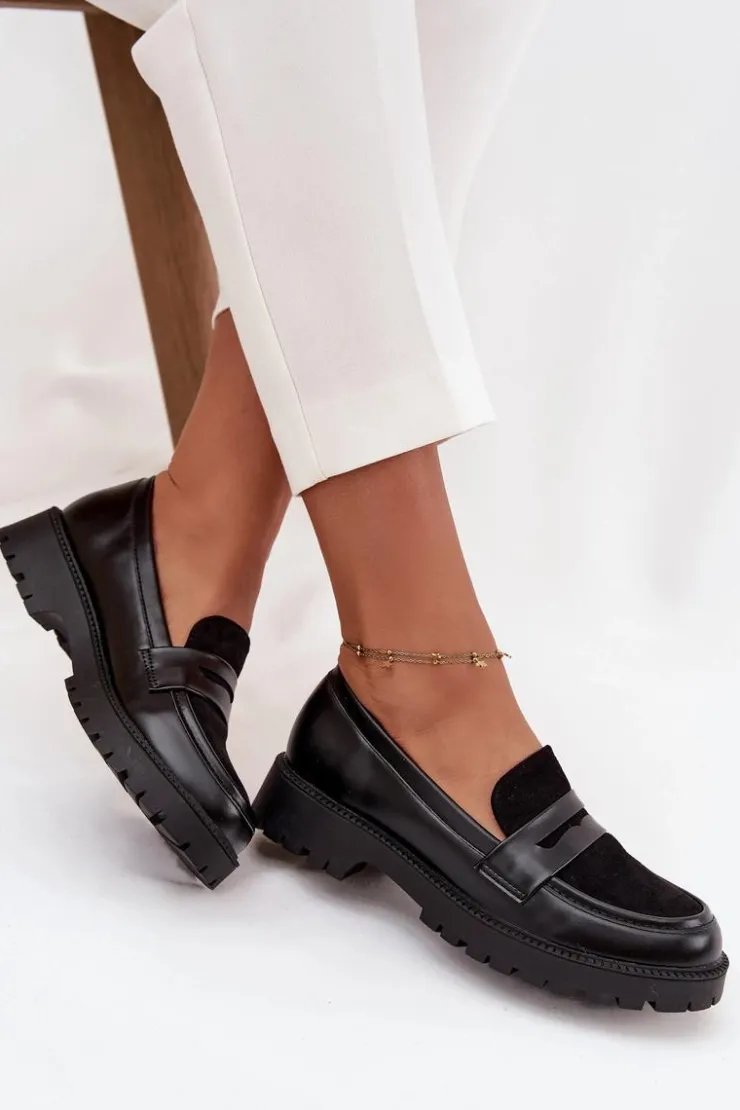 Damskie Evento Mokasyny Damskie Z Eko Skóry Czarne Cailen