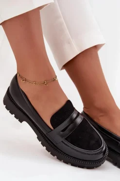 Damskie Evento Mokasyny Damskie Z Eko Skóry Czarne Cailen