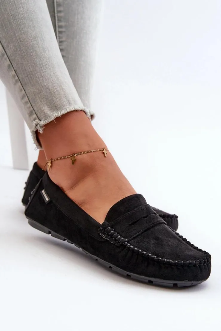 Boto Loafersy Damskie|Mokasyny Damskie Skórzane*Mokasyny Damskie Z Eko Zamszu Czarne Rerceria Czarny
