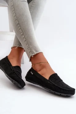 Boto Loafersy Damskie|Mokasyny Damskie Skórzane*Mokasyny Damskie Z Eko Zamszu Czarne Rerceria Czarny