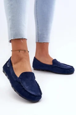 Damskie Boto Mokasyny Damskie Z Eko Zamszu Granatowe Amrutia