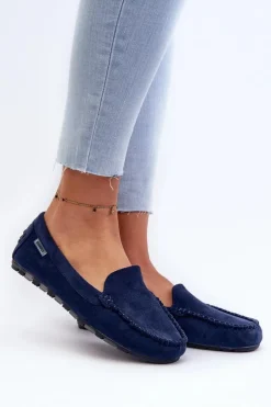 Damskie Boto Mokasyny Damskie Z Eko Zamszu Granatowe Amrutia