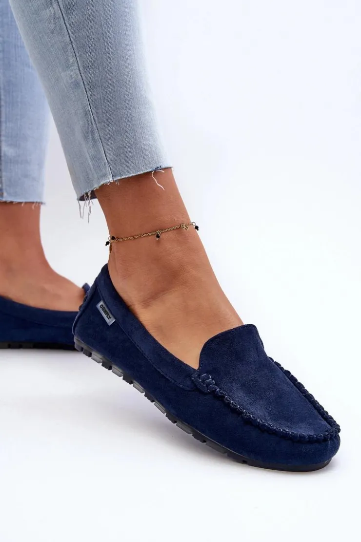 Damskie Boto Mokasyny Damskie Z Eko Zamszu Granatowe Amrutia