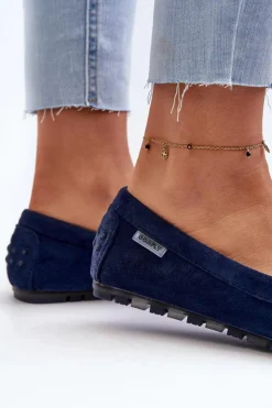 Damskie Boto Mokasyny Damskie Z Eko Zamszu Granatowe Amrutia