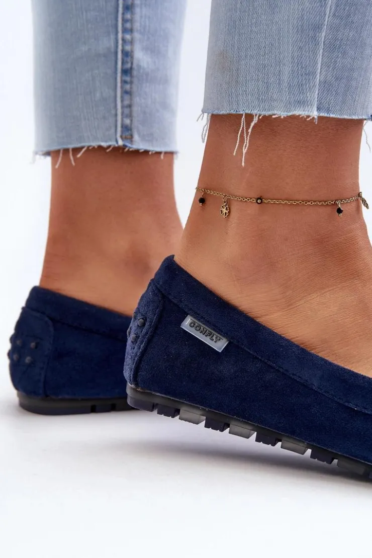 Damskie Boto Mokasyny Damskie Z Eko Zamszu Granatowe Amrutia