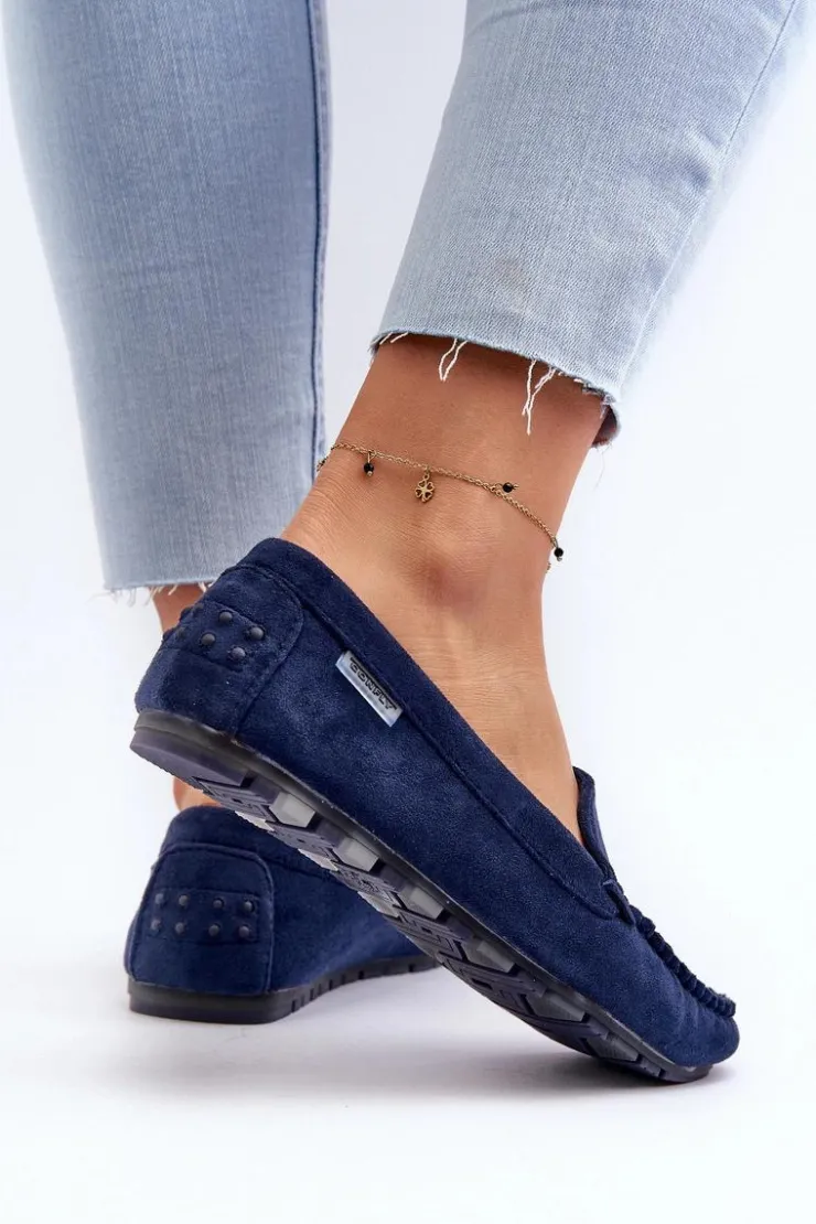 Damskie Boto Mokasyny Damskie Z Eko Zamszu Granatowe Amrutia