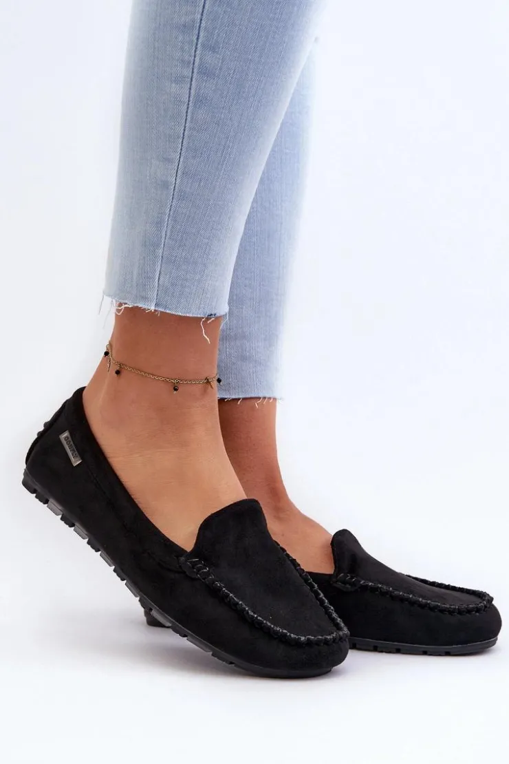 Boto Loafersy Damskie|Mokasyny Damskie Zamszowe*Mokasyny Damskie Z Eko Zamszu Czarne Amrutia Czarny