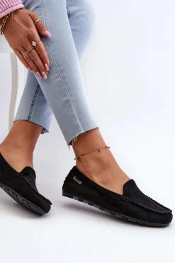 Boto Loafersy Damskie|Mokasyny Damskie Zamszowe*Mokasyny Damskie Z Eko Zamszu Czarne Amrutia Czarny
