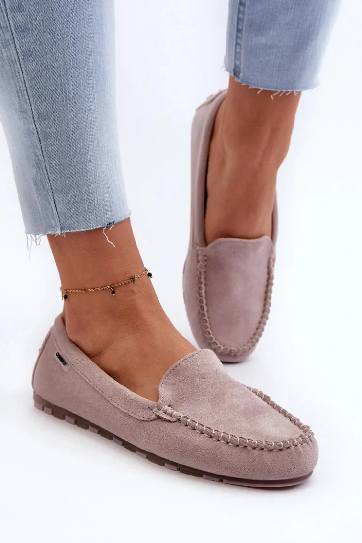 Hot Boto Mokasyny Damskie Z Eko Zamszu Fioletowe Amrutia Fioletowy