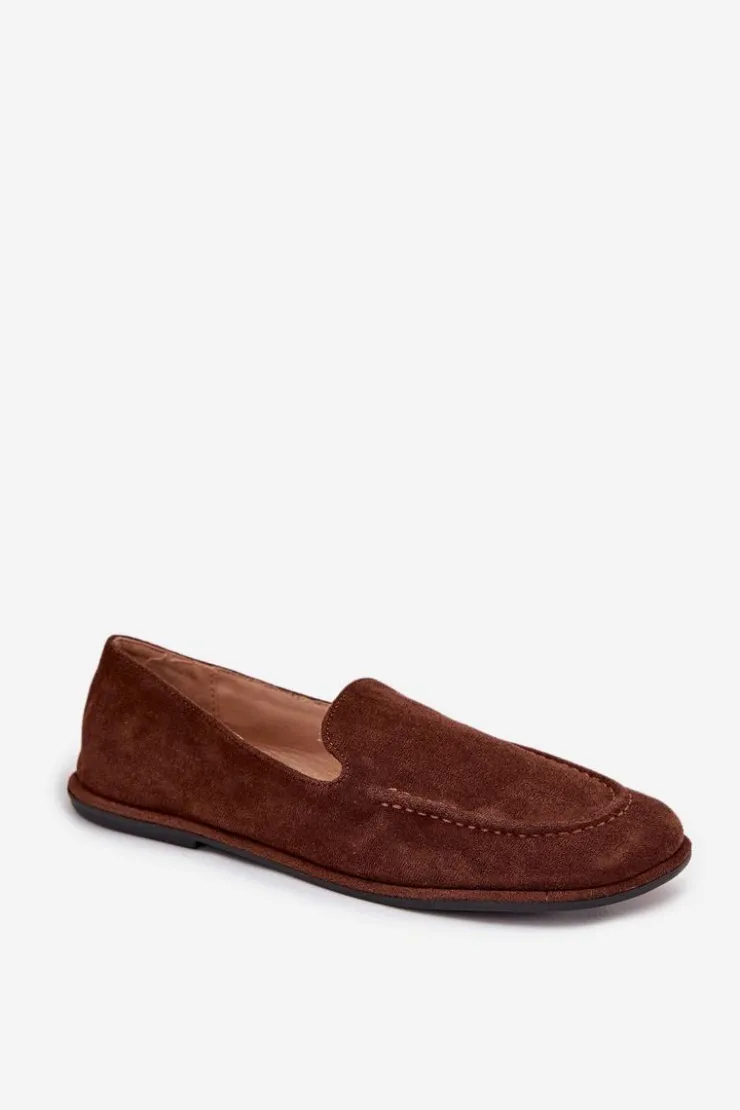 Best Boto Mokasyny Damskie Z Eko Zamszu Płaskie Brązowe Miryelle Brązowy