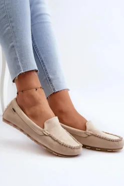 Damskie Boto Mokasyny Damskie Z Eko Zamszu Beżowe Amrutia