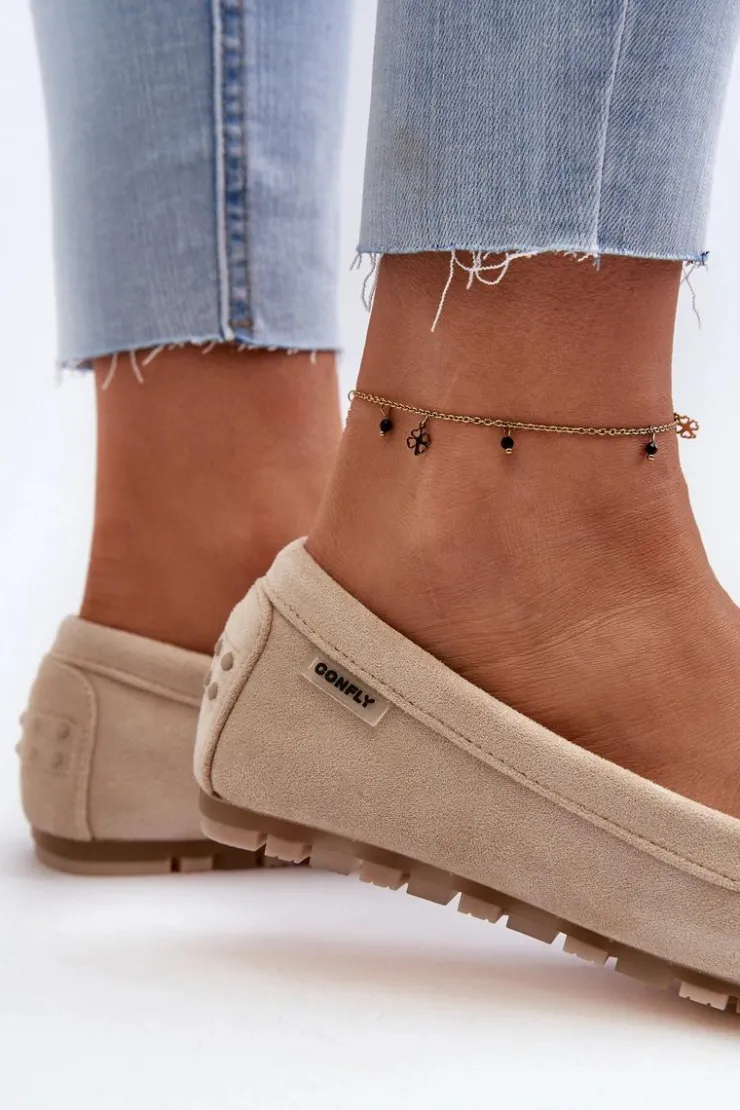 Damskie Boto Mokasyny Damskie Z Eko Zamszu Beżowe Amrutia