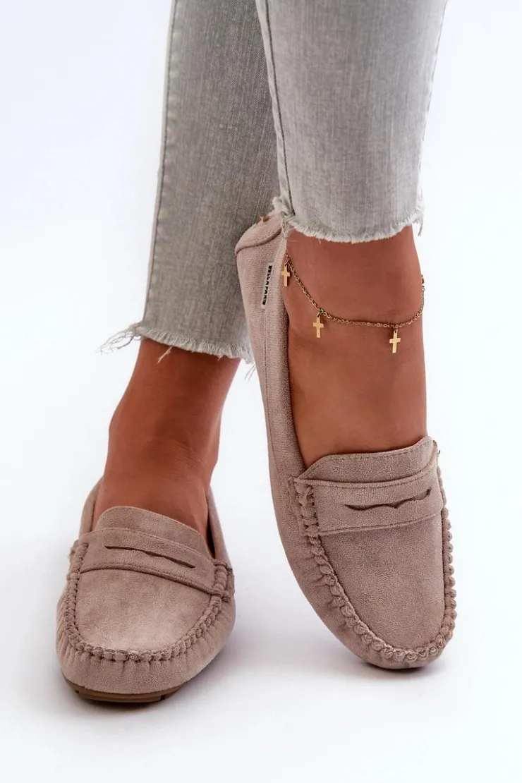 Damskie Boto Mokasyny Damskie Z Eko Zamszu Jasnobeżowe Rerceria