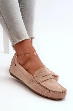 Damskie Boto Mokasyny Damskie Z Eko Zamszu Beżowe Rerceria