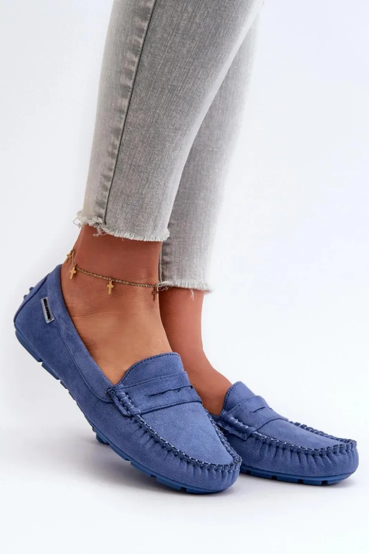 Boto Loafersy Damskie|Mokasyny Damskie Skórzane*Mokasyny Damskie Z Eko Zamszu Niebieskie Rerceria