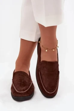 Online Boto Mokasyny Damskie Z Eko Zamszu Czekoladowe Tynara