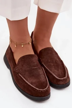 Online Boto Mokasyny Damskie Z Eko Zamszu Czekoladowe Tynara
