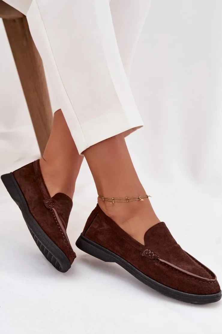 Online Boto Mokasyny Damskie Z Eko Zamszu Czekoladowe Tynara