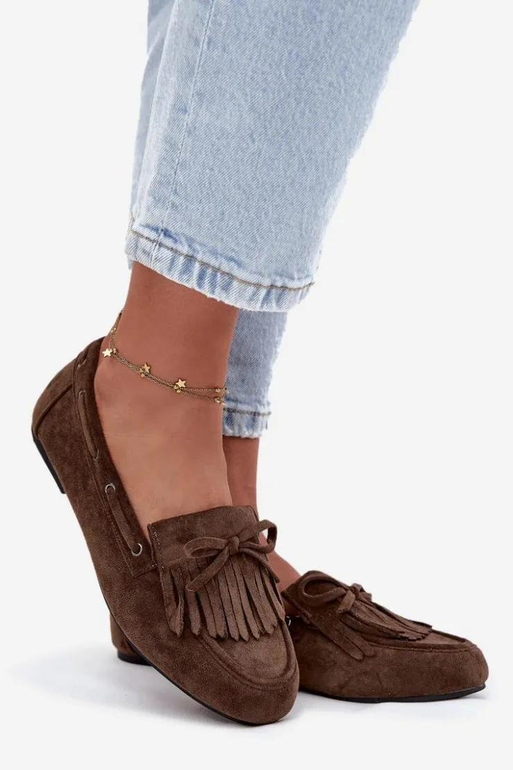 Damskie Boto Mokasyny Damskie Z Frędzlami I Kokardką Ciemnozielone Olivianne